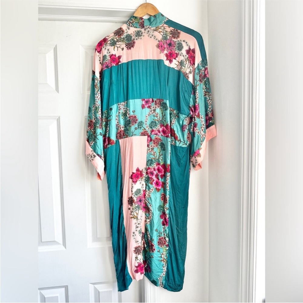 Sandro Ting Floral Colorblock Silk Blend Kimono Jacket - Picture 3 of 5
